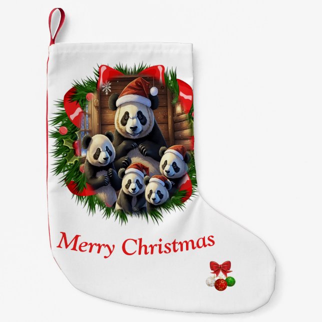 Meia De Natal Pequena Panda urso Christmas Stocks (Frente)