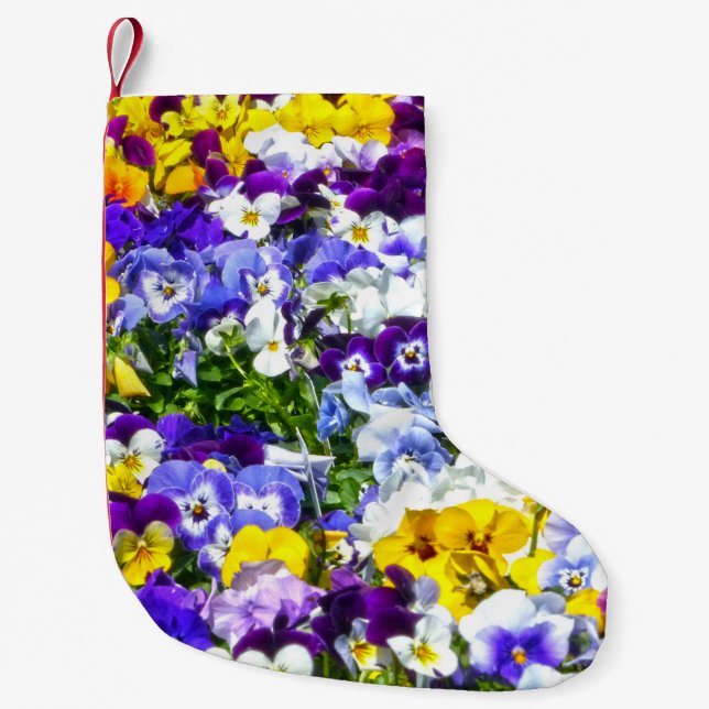 Meia De Natal Pequena Pansies Christmas Stocks (Frente)