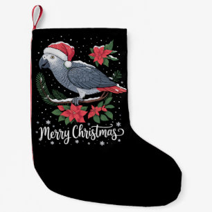 Meia De Natal Pequena Papagaio Africano Cinzento de Natal 