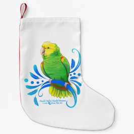 Meia De Natal Pequena Papagaio Amazônico Duplo Amarelo