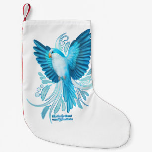 Meia De Natal Pequena Papagaio Azul Quaker