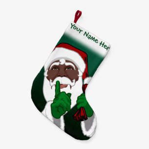Meia De Natal Pequena Papai noel africano que armazena meias feitas sob