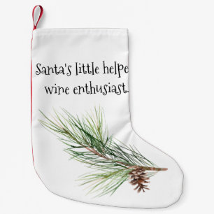 Meia De Natal Pequena Papai noel ajudante, entusiasta do vinho.