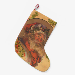 Meia De Natal Pequena Papai Noel Antigo Vitoriano Leyendecker