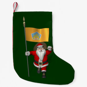 Meia De Natal Pequena Papai Noel Com Alferes De Bali