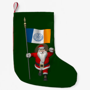 Meia De Natal Pequena Papai Noel Com Alferes De Nova Iorque