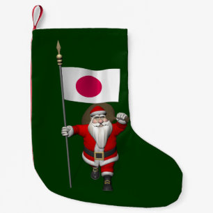 Meia De Natal Pequena Papai Noel Com Alferes Do Japão