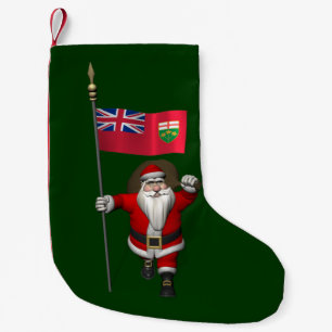 Meia De Natal Pequena Papai Noel Com Bandeira De Ontário CDN