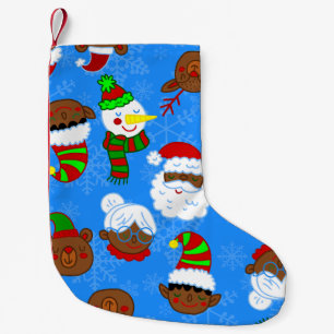 Meia De Natal Pequena papai noel de elfo africano negro de natal senhora