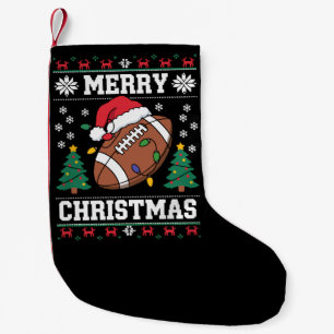 Meia De Natal Pequena Papai Noel estilo suéter feio de Natal Futebol Ame