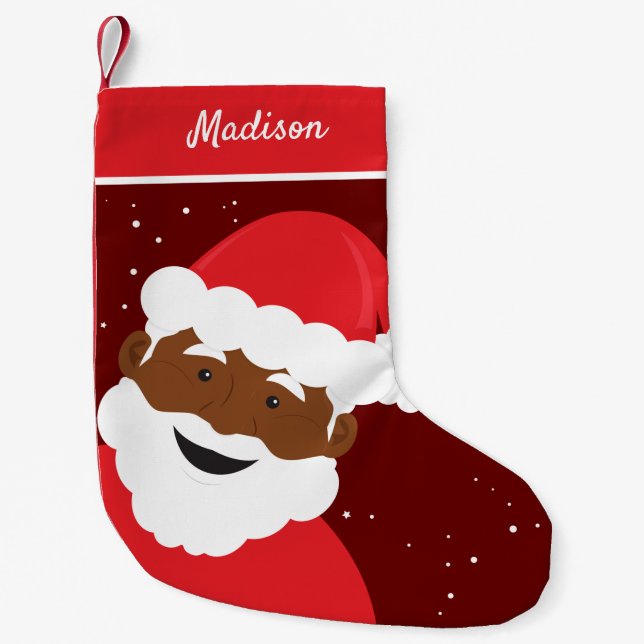 Meia De Natal Pequena Papai Noel Face Red Brown Skype Name (Frente)