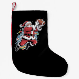 Meia De Natal Pequena Papai Noel jogando futebol americano Natal