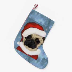 Meia De Natal Pequena Papai Noel Pug