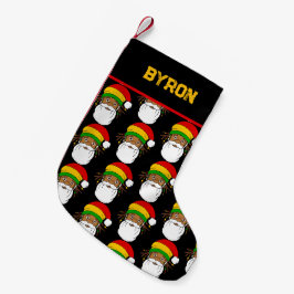 Meia De Natal Pequena Papai Noel Rasta Jamaicano