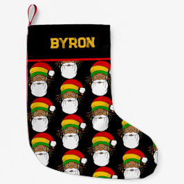 Meia De Natal Pequena Papai Noel Rasta Jamaicano