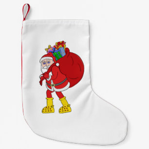 Meia De Natal Pequena Papai Noel Vestindo Big Yellow Boots