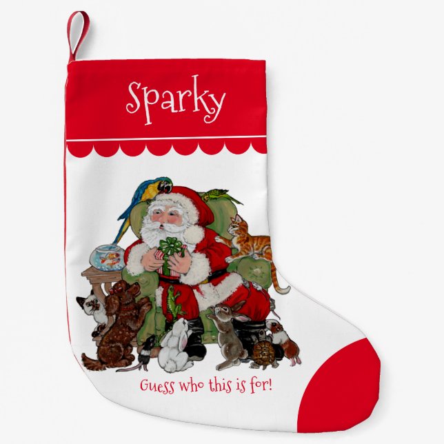 Meia De Natal Pequena Papais noeis de Natal de Pet Personalizados, Diver (Frente)