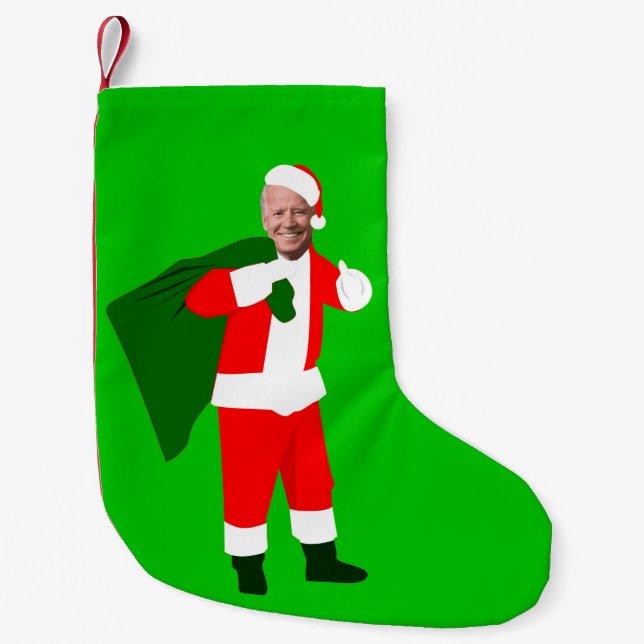 Meia De Natal Pequena papais noeis de natal joe biden (Frente)