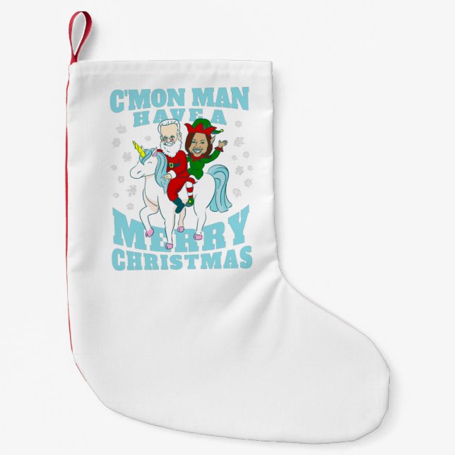 Meia De Natal Pequena papais noeis de natal joe biden kamala harris unic (Frente)