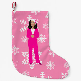 Meia De Natal Pequena papais noeis de natal kamala harris cor-de-rosa ge