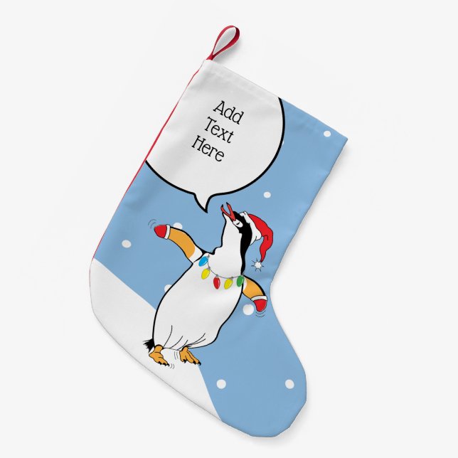 Meia De Natal Pequena Papais noeis de Natal Pinguim diz (Frente (Pendurada))