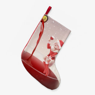 Meia De Natal Pequena Papais noeis De Vinho Vermelho
