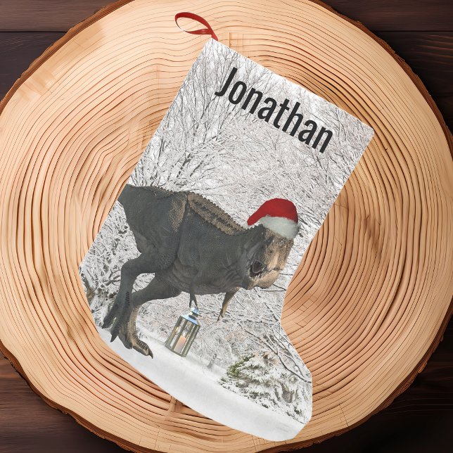 Meia De Natal Pequena Papais noeis do Dinossauro Tyrannosaurus T-rex Nom (Criador carregado)