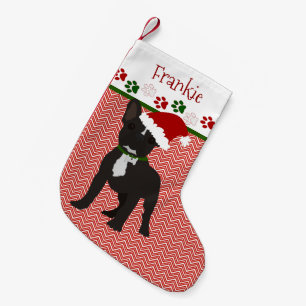 Meia De Natal Pequena Papais noeis personalizados Black French Buldogue