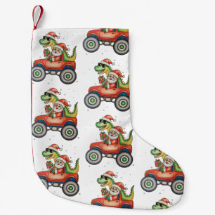Meia De Natal Pequena Papais noeis T Rex Dinossaur Monster Truck Natal
