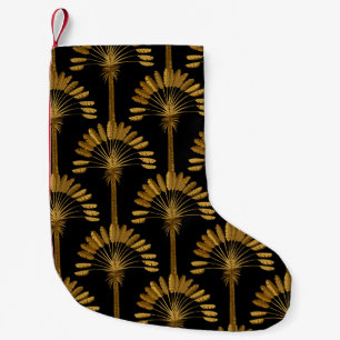 Meia De Natal Pequena Papel de parede Dourado e preto com padrão floral