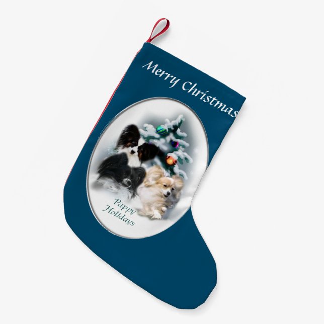 Meia De Natal Pequena Papillon Christmas (Frente (Pendurada))