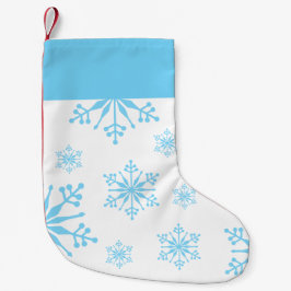 Meia De Natal Pequena Parada de Natal com Flocos Azuis de Neve.