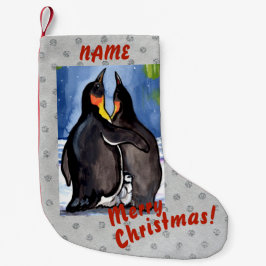 Meia De Natal Pequena Parada de Natal da Família Penguin Personalizada