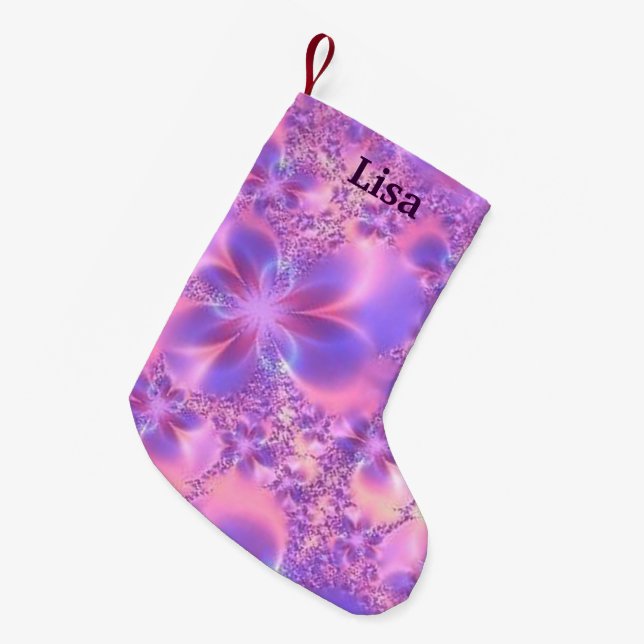 Meia De Natal Pequena Parada de Natal da Flor Fractal Personalizada (Frente (Pendurada))