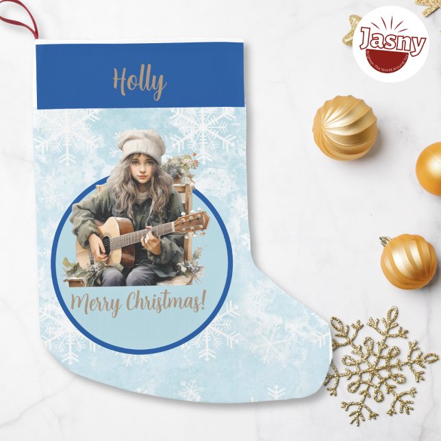 Meia De Natal Pequena Parada de Natal da Musical Guitar Girl (Criador carregado)