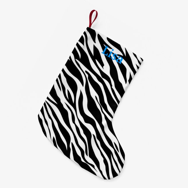 Meia De Natal Pequena Parada de Natal de Impressão Zebra Personalizada (Frente (Pendurada))