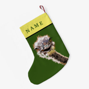 Meia De Natal Pequena Parada de Natal de Ostrich Engraçado com Nome Pers