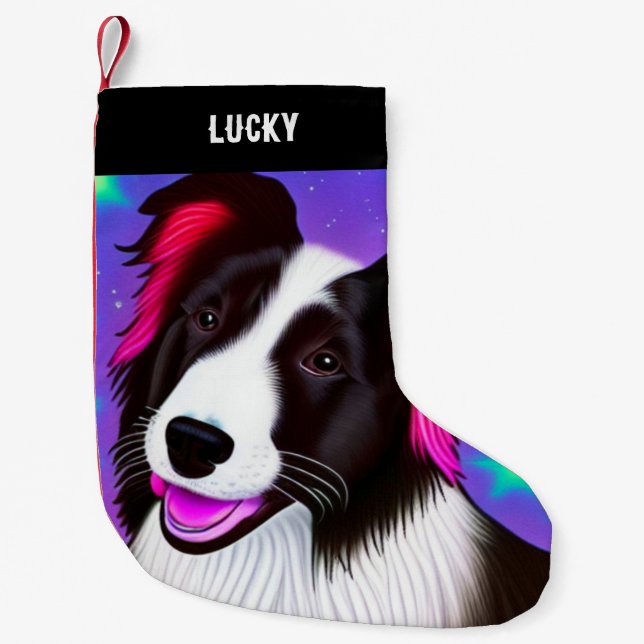 Meia De Natal Pequena Parada de Natal DOG com nome. (Frente)