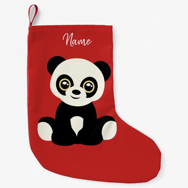 Meia De Natal Pequena Parada de Natal. Panda. (Frente)