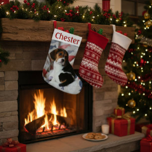 Meia De Natal Pequena Parada de Natal Personalizada com Foto Pet