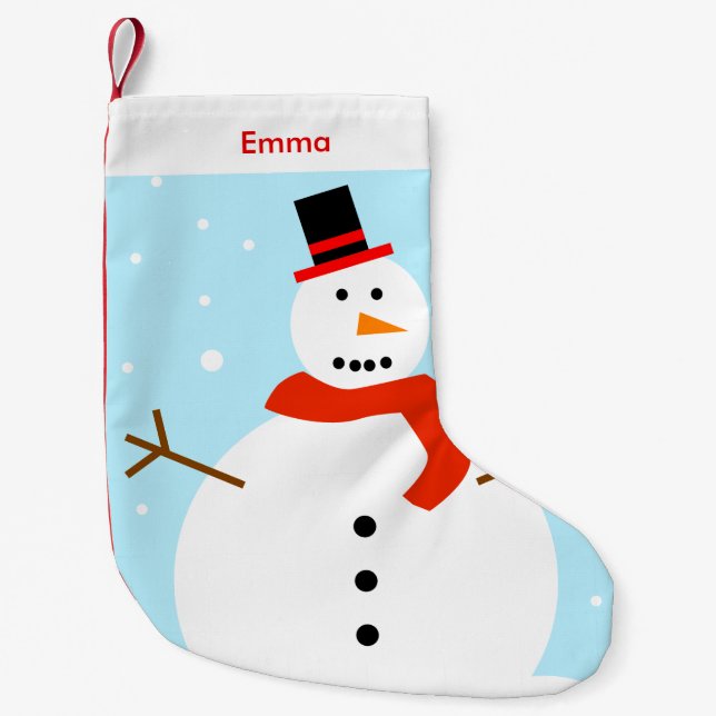 Meia De Natal Pequena Parada de Natal Personalizada do Snowman (Frente)