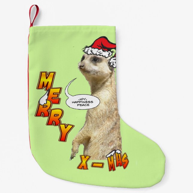 Meia De Natal Pequena Parada Personalizável do Meerkat de Natal (Frente)