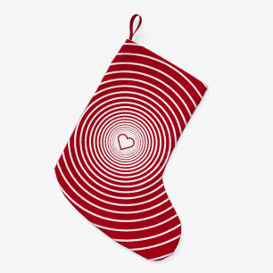 Meia De Natal Pequena Paragem de Natal Vermelho com Striped Branca com C