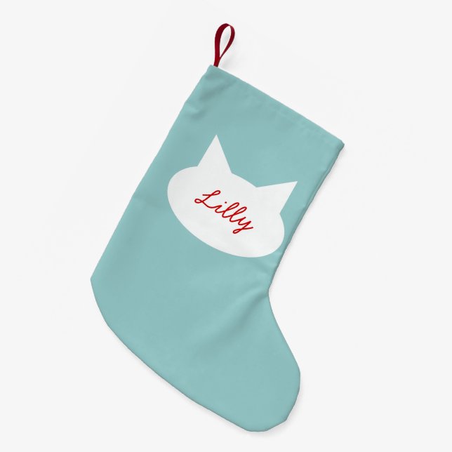 Meia De Natal Pequena Paragem de Pet de Natal Personalizado por Cat Mode (Frente (Pendurada))