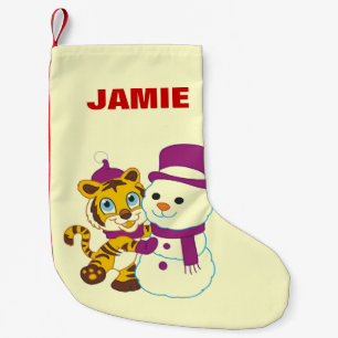 Meia De Natal Pequena Paragem Personalizada do Homem de Neve de Natal