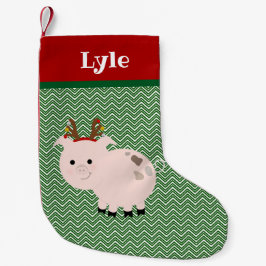 Meia De Natal Pequena Paragem Personalizada Pet Pig Jolly