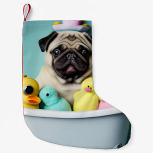 Meia De Natal Pequena Paraíso Pug: Uma Bela Banho na Banheira