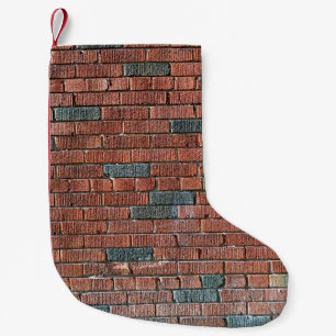 Meia De Natal Pequena Parede de tijolo avermelhada/acastanhada velha