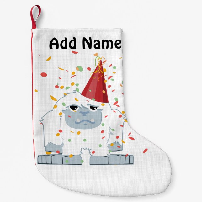 Meia De Natal Pequena Partido Confetti Yeti (Frente)