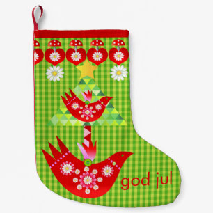 Meia De Natal Pequena Pássaro de Feriado Mod Scandi